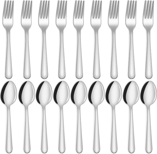 24-piece Forks and Spoons Silverware Set, Unokit Food Grade Stainless Steel Flatware Cutlery Set for Home, Kitchen and Restaurant, 12 Dinner Forks and 12 Dinner Spoons, Mirror Polished&Dishwasher Safe
