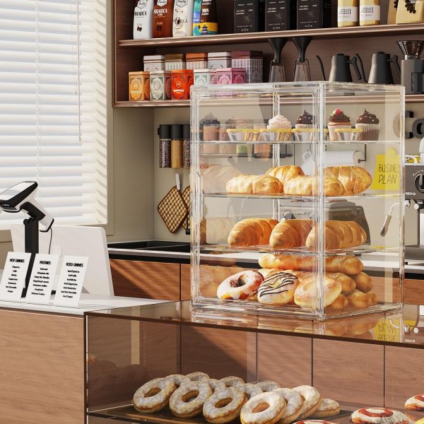 4-Tier Pastry Display Case,Large Bread Box for Kitchen Countertop, Adjustable Bread Storage Container, Bakery Display for Bread, Cookies, and Donuts, Size 15.5 * 11.4 * 9.8 Inch - Image 2