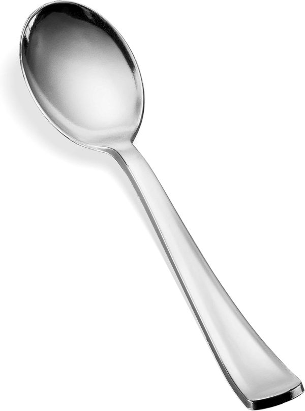 400 Plastic Silver Cutlery Set - Disposable Silverware Set - Flatware Set - 200 Forks - 100 Spoons - 100 Knives - Heavy Duty - Party Bulk - Image 3