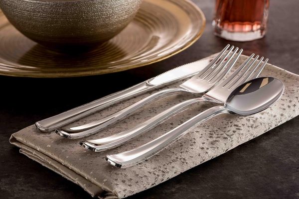 400 Plastic Silver Cutlery Set - Disposable Silverware Set - Flatware Set - 200 Forks - 100 Spoons - 100 Knives - Heavy Duty - Party Bulk - Image 5