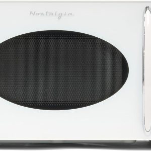Nostalgia Modern Retro Countertop Microwave Oven - 900-Watt - 0.9 cu ft - 12 Pre-Programmed Cooking Settings - Digital Clock - Kitchen Appliances - White