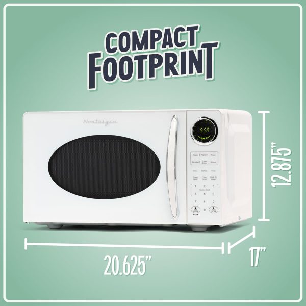 Nostalgia Modern Retro Countertop Microwave Oven - 900-Watt - 0.9 cu ft - 12 Pre-Programmed Cooking Settings - Digital Clock - Kitchen Appliances - White - Image 5