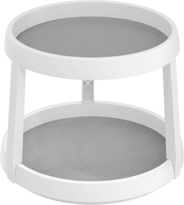 Simple Houseware 2-Tier 10-Inch Turntable Lazy Susan Spice Organizer, White/Gray