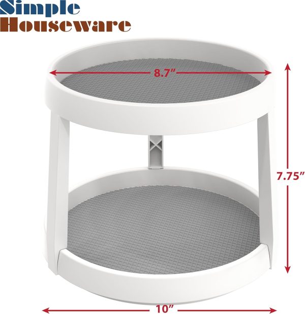 Simple Houseware 2-Tier 10-Inch Turntable Lazy Susan Spice Organizer, White/Gray - Image 4