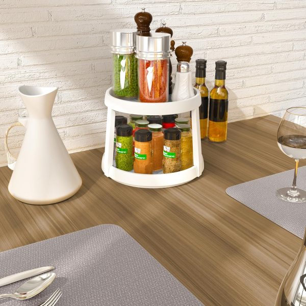Simple Houseware 2-Tier 10-Inch Turntable Lazy Susan Spice Organizer, White/Gray - Image 5