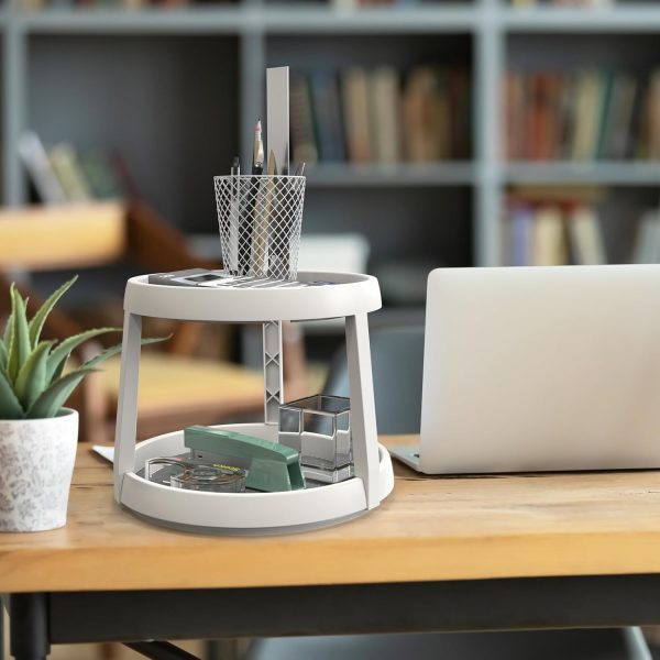 Simple Houseware 2-Tier 10-Inch Turntable Lazy Susan Spice Organizer, White/Gray - Image 6