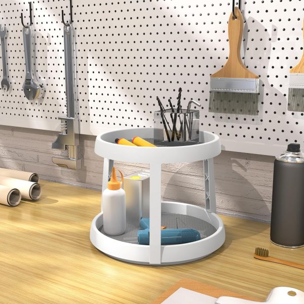 Simple Houseware 2-Tier 10-Inch Turntable Lazy Susan Spice Organizer, White/Gray - Image 8