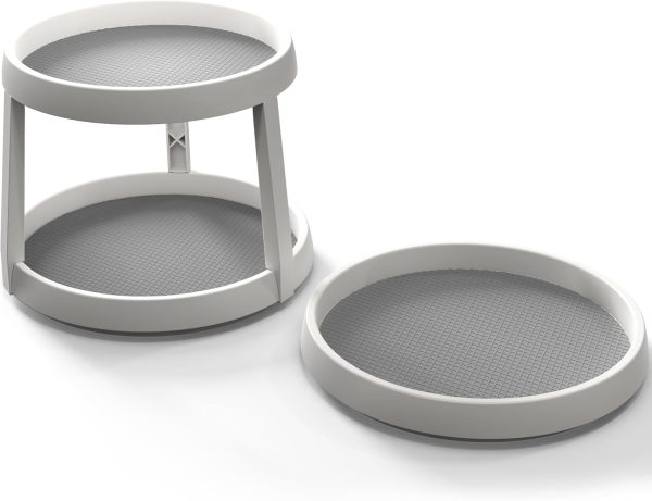 Simple Houseware 2-Tier 10-Inch Turntable Lazy Susan Spice Organizer, White/Gray - Image 9