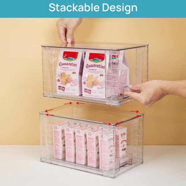 Vtopmart 4Pack Large Stackable Kitchen Pantry Storage Drawers, Clear Organizer Bins with Handles, Acrylic Drawer Organizers for Kitchen Pantry, Bathroom Undersink, Cabinet Organization and Storage - Image 3