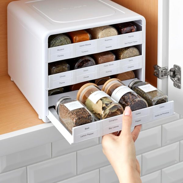 YouCopia SpiceStack Adjustable Spice Rack Organizer, Pull-Down 24-Bottle Seasonings and Spices Holder for Kitchen Cabinet and Pantry Organization with 104 Included Labels - Image 5